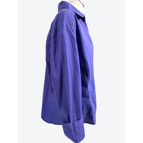 Ann Taylor EST. 1954 Purple Cotton Polyester Spandex Collared Neckline Button Up - Picture 4 of 11